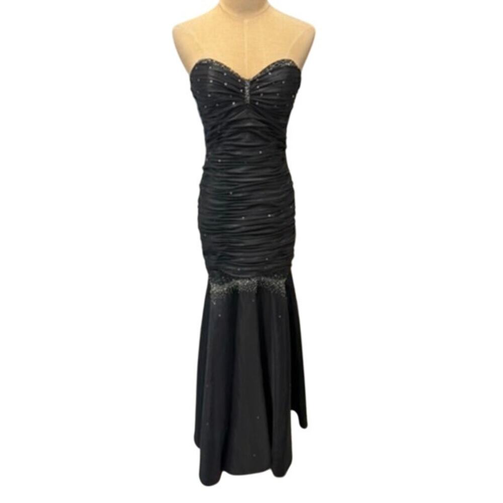 "JUMP APPAREL" VTG Prom Ballgown Bedazzled Dress SZ 3/4 1980s Mermaid Bling Sexy